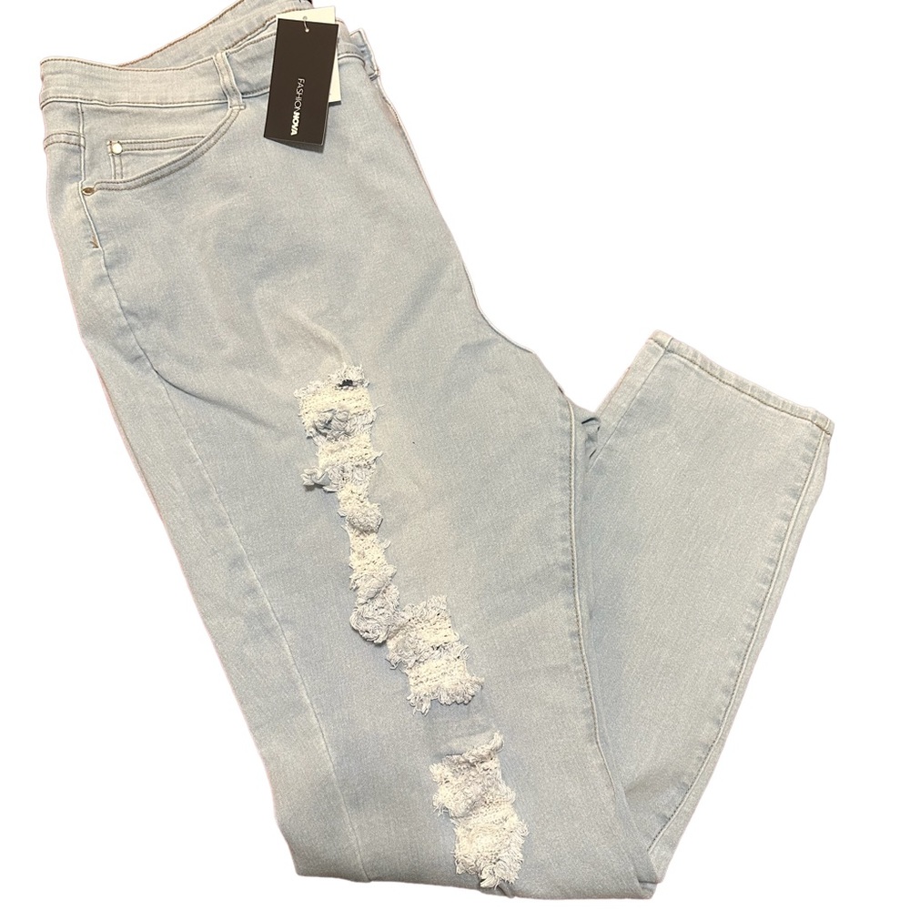 Women’s Fashion Nova Skinny Jeans High Waist Size 3X Light Blue Wash - Picture 1 of 2